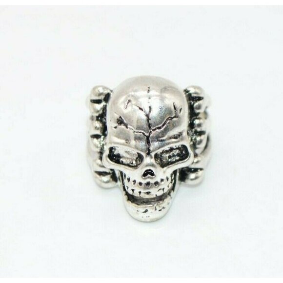 Silver Tone Skull Bones Men's Ring Size 10.5 - Picture 1 of 4